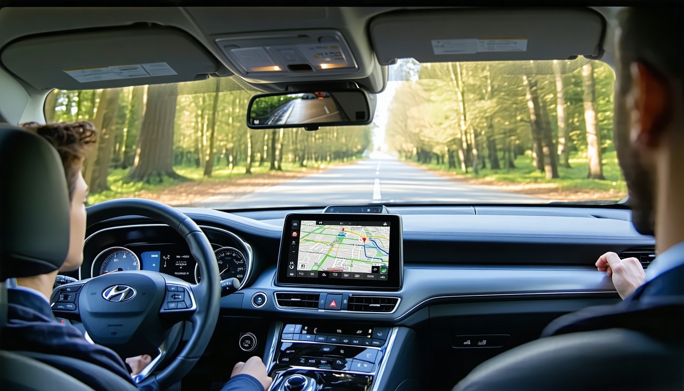 A driver confidently navigating with a Hyundai GPS
