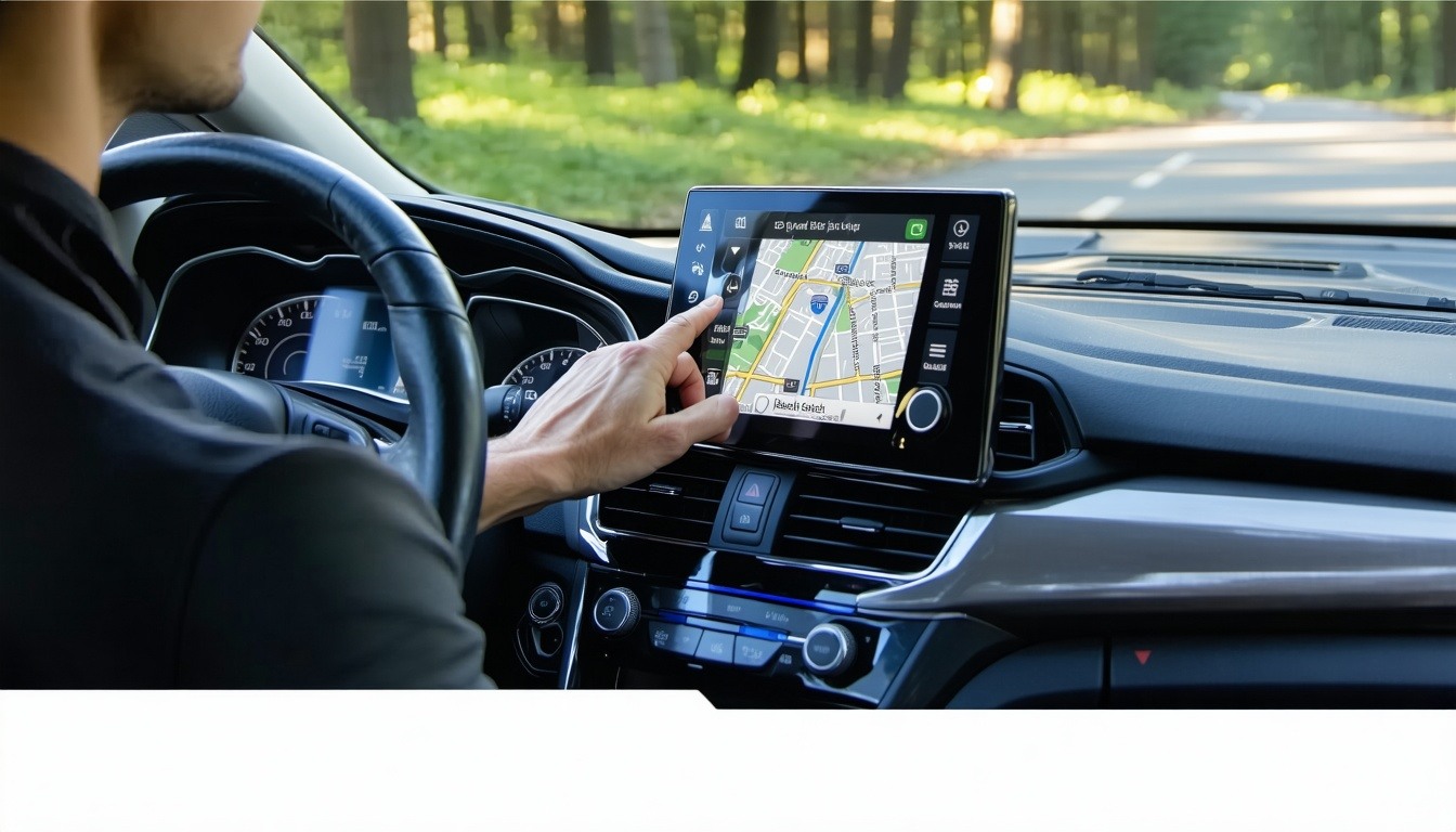 A driver updating the GPS on their Honda dashboard